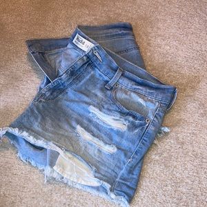 Ripped jean shorts